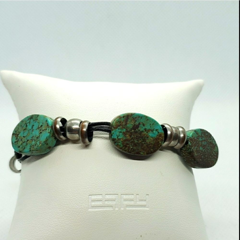Black, Silver, Blue, & Brown Stone Bracelet